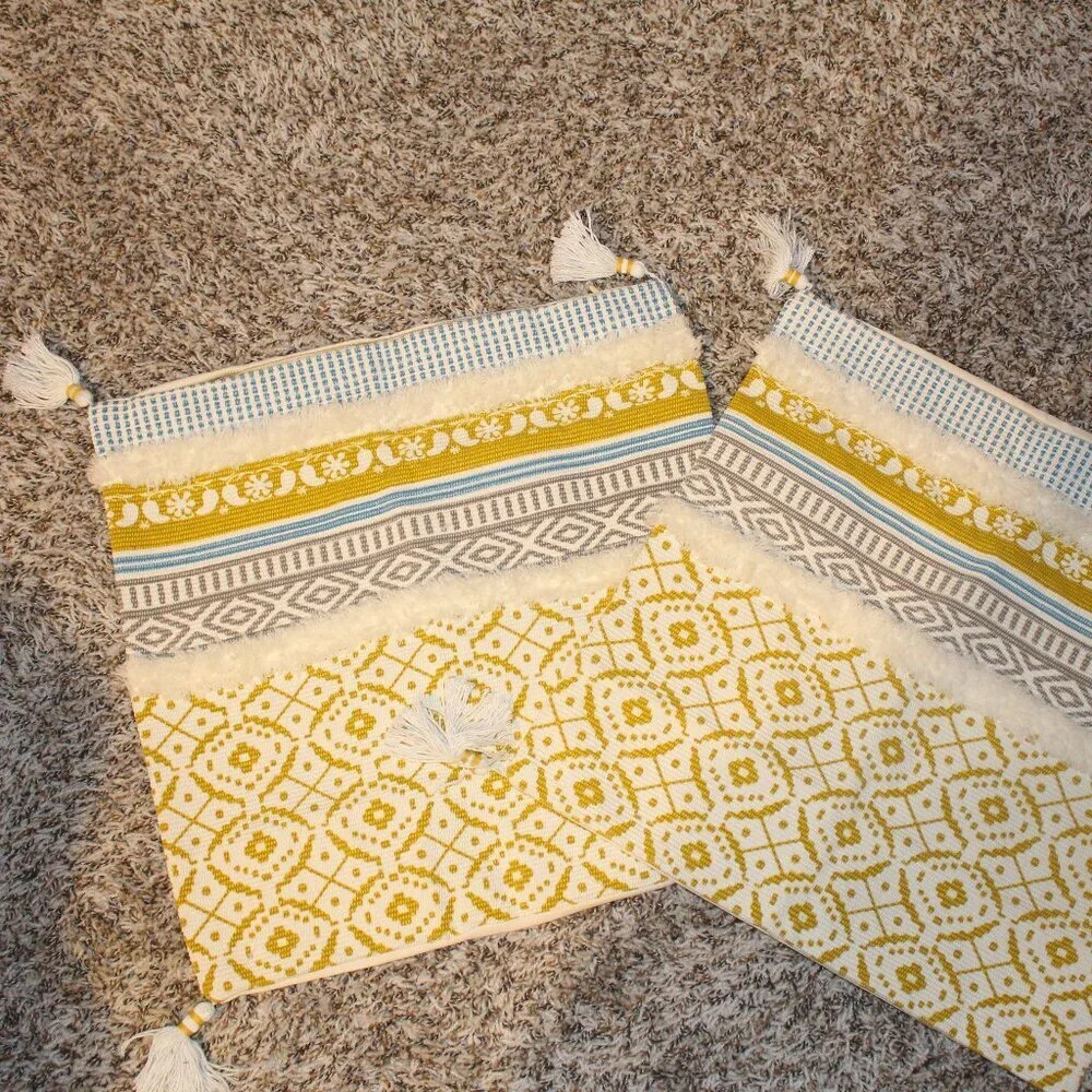 Yellow and white Accent Pillows